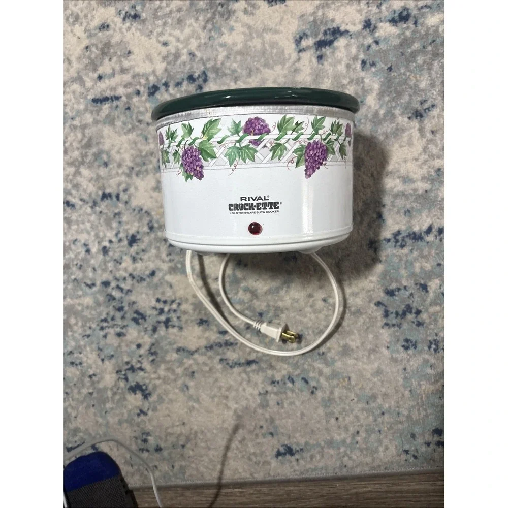 Rival Crock-ETTE 3200 Slow Cooker 1 QT Grapes Crockpot Rem. Stoneware VGC NO TOP